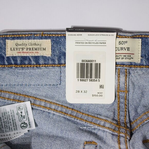 NWT $150 Levi's x Beyonce 501 Curve Light Wash Jeans Rhinestone Women Size 28x32 - Picture 10 of 15